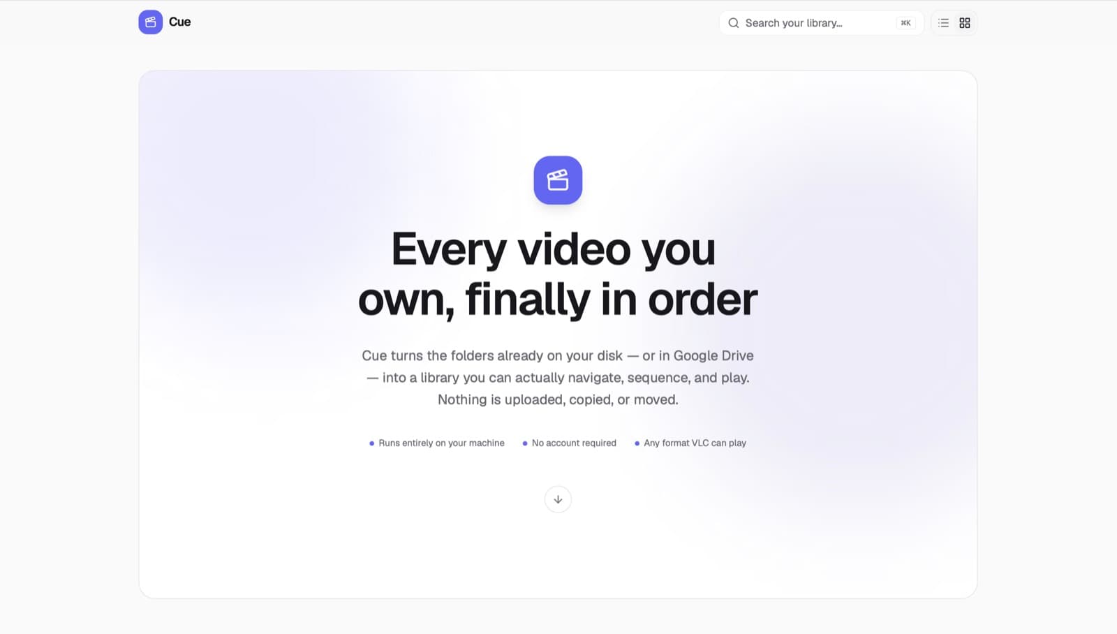 Cue, a local video library application